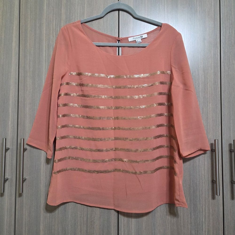 Beautiful Coral Top With Sequins